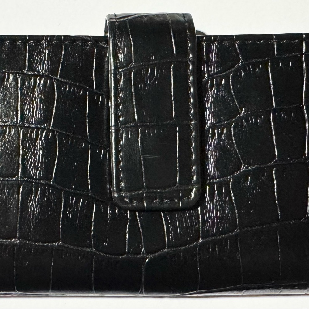 Unisex Black Alligator Pattern Embossed 100% Leather Wallet by Sonoma - NEW